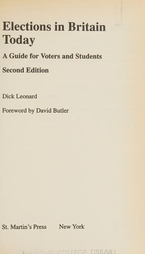 Cover image for Elections in Britain Today