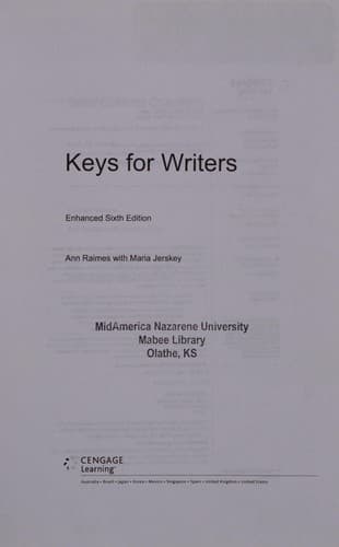 Cover image for Keys for writers