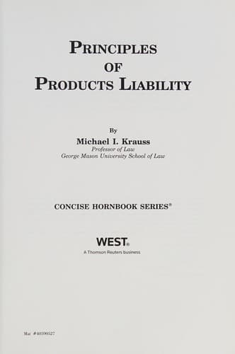 Cover image for Principles of products liability