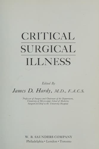 Cover image for Critical surgical illness.