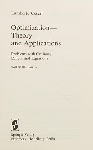 Cover image for Optimization-theory and applications