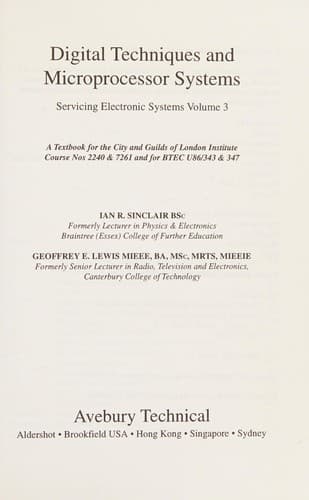 Cover image for Digital techniques and microprocessor systems