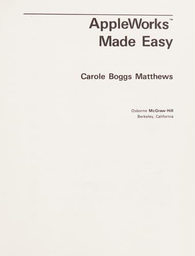 Cover image for AppleWorks made easy