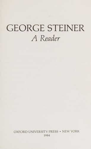 Cover image for George Steiner