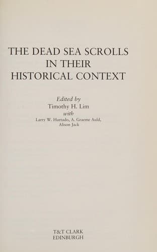 Cover image for The D ead Sea scrolls in their historical context