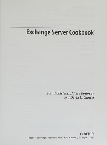 Cover image for Exchange server cookbook