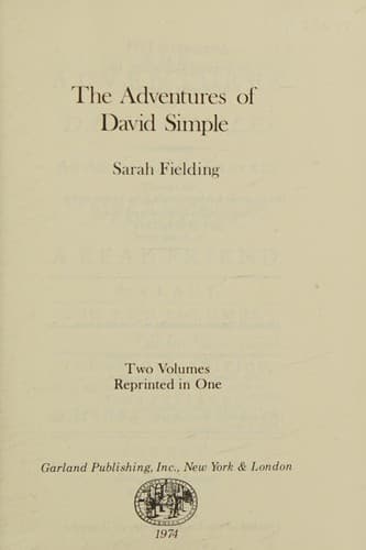 Cover image for The adventures of David Simple.