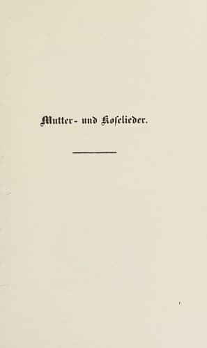 Cover image for Mutter Und Kose Lieder