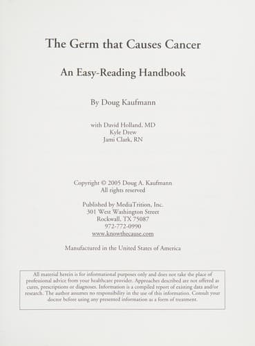Cover image for The germ that causes cancer