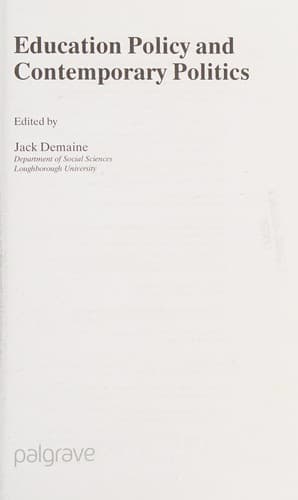 Cover image for Education policy and contemporary politics