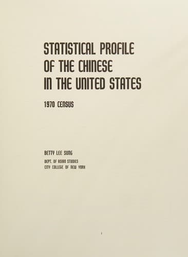 Statistical profile of the Chinese in the United States