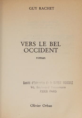 Cover image for Vers le bel Occident