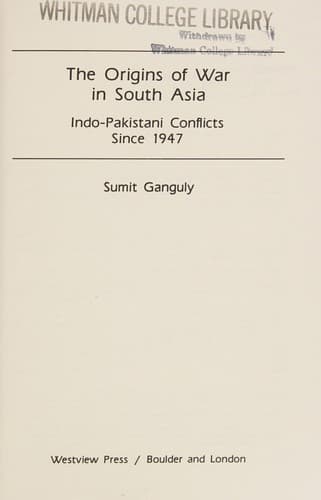 Cover image for The origins of war in South Asia