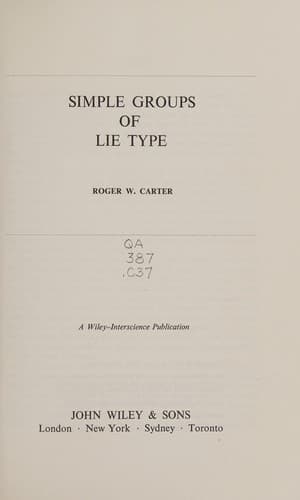 Cover image for Simple groups of Lie type
