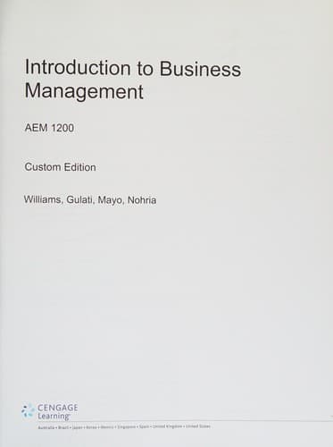 Custom Cornell AEM 1200 Intro to Business Management