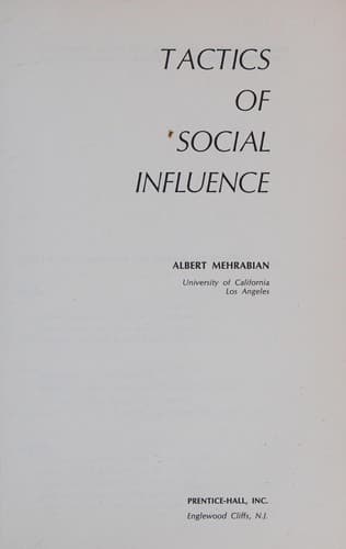 Cover image for Tactics of social influence