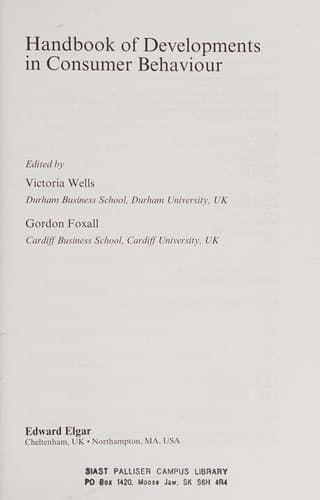 Handbook of developments in consumer behaviour