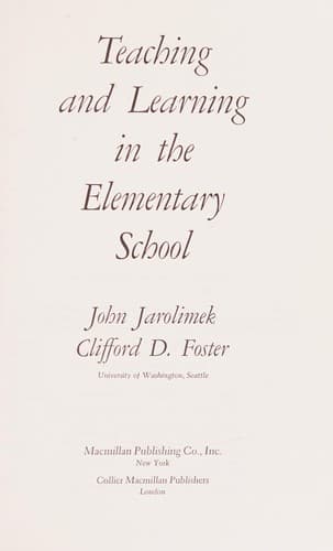 Cover image for Teaching and learning in the elementary school