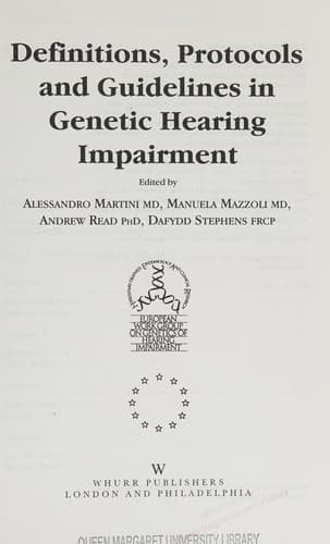Cover image for Definitions, protocols and guidelines in genetic hearing impairment
