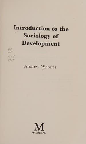 Cover image for Introduction to the sociology of development