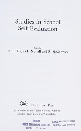 Cover image for Studies in school self-evaluation