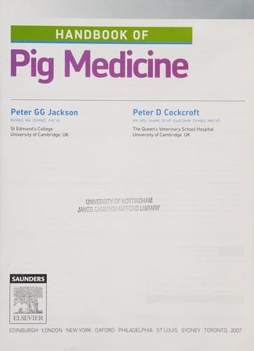Cover image for Handbook of pig medicine