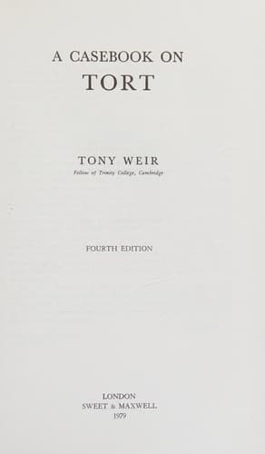 Cover image for A casebook on tort