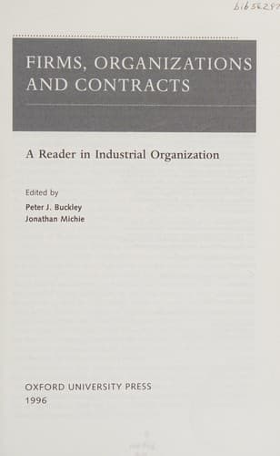 Cover image for Firms, organizations and contracts