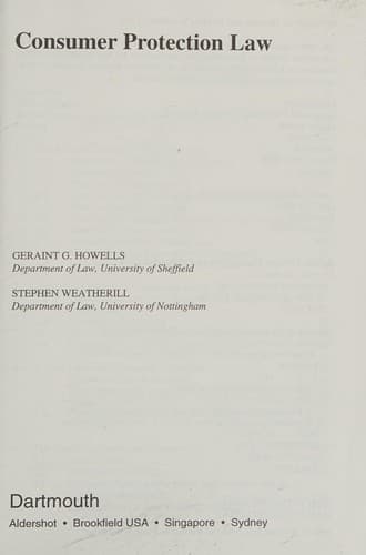 Cover image for Consumer protection law