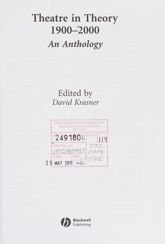 Cover image for Theatre in Theory 1900-2000