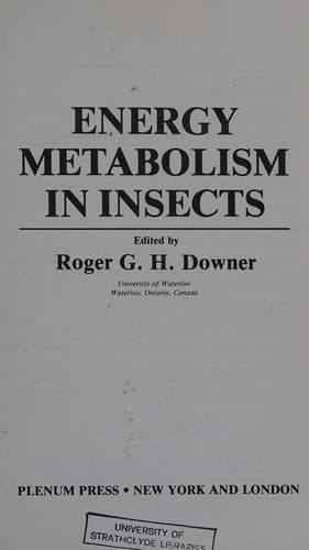 Cover image for Energy metabolism in insects