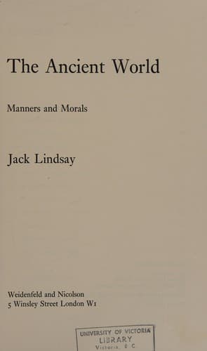 Cover image for The ancient world: manners and morals.
