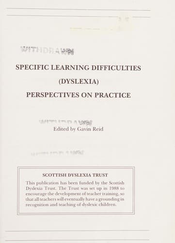 Cover image for Specific Learning Difficulties (Dyslexia)
