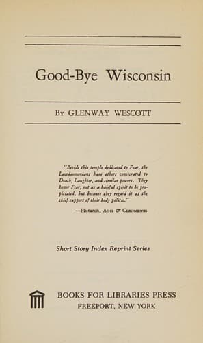 Cover image for Good-bye, Wisconsin.