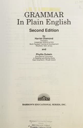 Cover image for Grammar in plain English