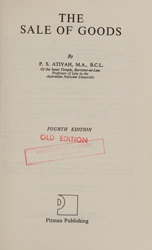 Cover image for The sale of goods
