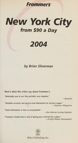 Cover image for Frommer's New York City from $90 a day, 2004