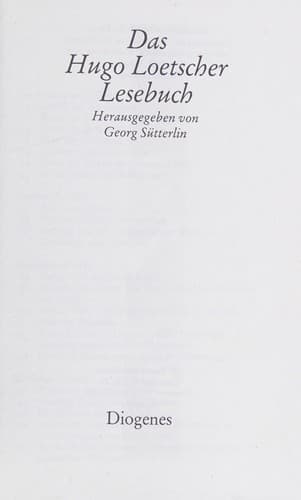 Das Hugo Loetscher Lesebuch