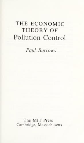 Cover image for The economic theory of pollution control