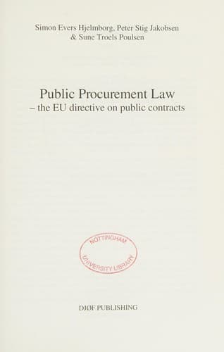 Cover image for Public procurement law