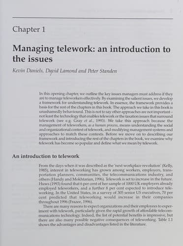 Cover image for Managing telework