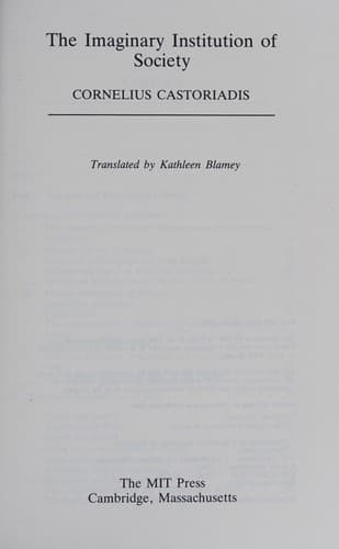 Cover image for The imaginary institution of society