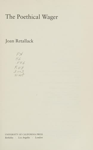 Cover image for The poethical wager