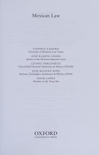 Cover image for Mexican law