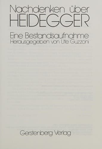 Nachdenken über Heidegger