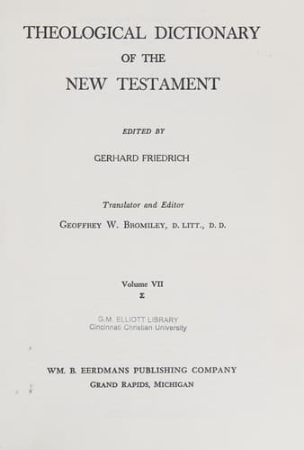 Cover image for Theological dictionary of the New Testament