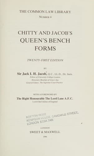 Chitty and Jacob's Queen's Bench forms