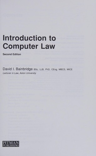 Cover image for Introduction to computer law