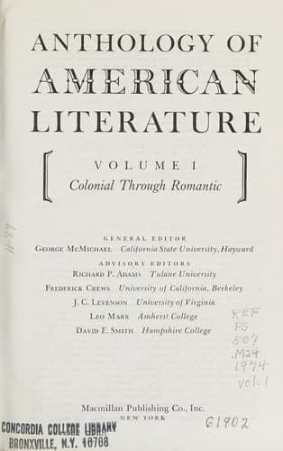 Cover image for Anthology of American literature.