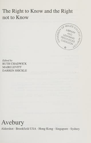 Cover image for The right to know and the right not to know
